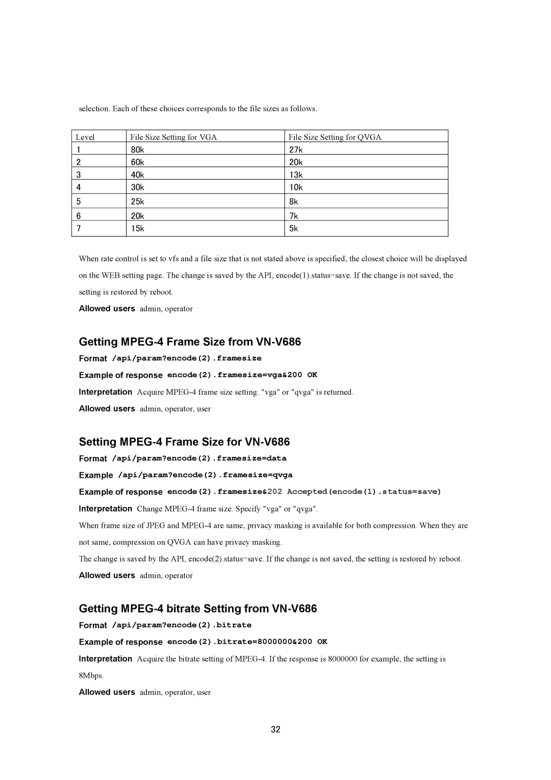 JVC VN-V686U manual Getting MPEG-4 Frame Size from VN-V686, Setting MPEG-4 Frame Size for VN-V686 