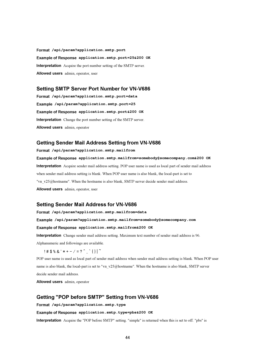 JVC VN-V686U manual Setting Smtp Server Port Number for VN-V686, Getting Sender Mail Address Setting from VN-V686 