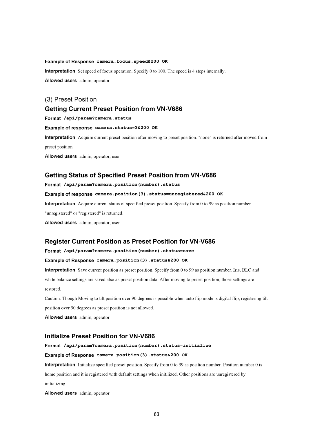 JVC VN-V686U manual Getting Current Preset Position from VN-V686, Getting Status of Specified Preset Position from VN-V686 