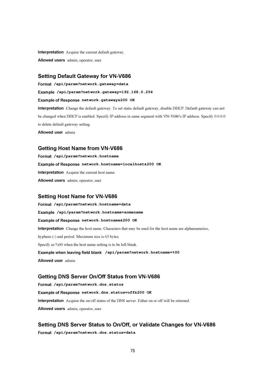 JVC VN-V686U manual Setting Default Gateway for VN-V686, Getting Host Name from VN-V686, Setting Host Name for VN-V686 