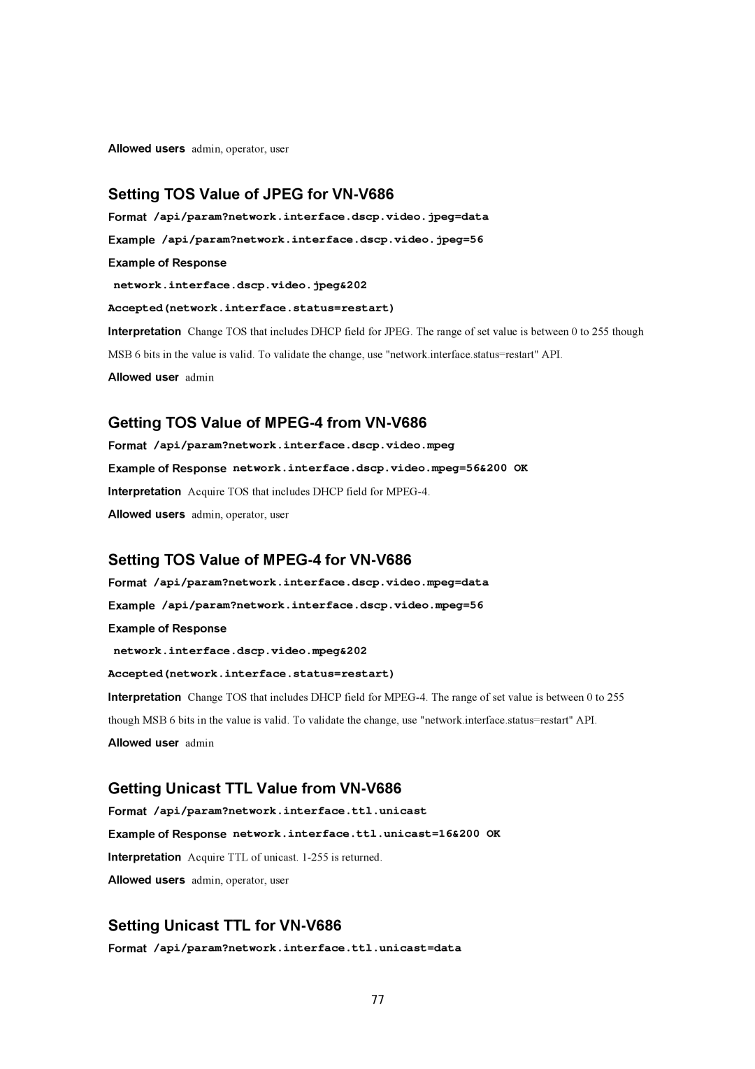 JVC VN-V686U manual Setting TOS Value of Jpeg for VN-V686, Getting TOS Value of MPEG-4 from VN-V686 