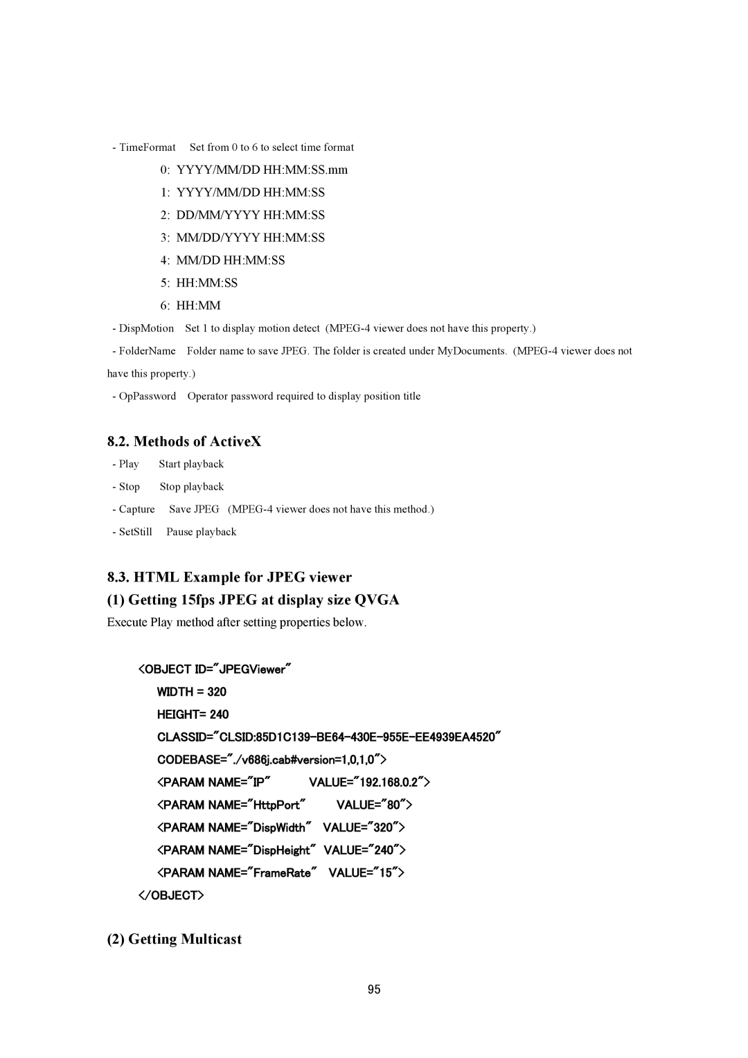 JVC VN-V686U manual Methods of ActiveX 