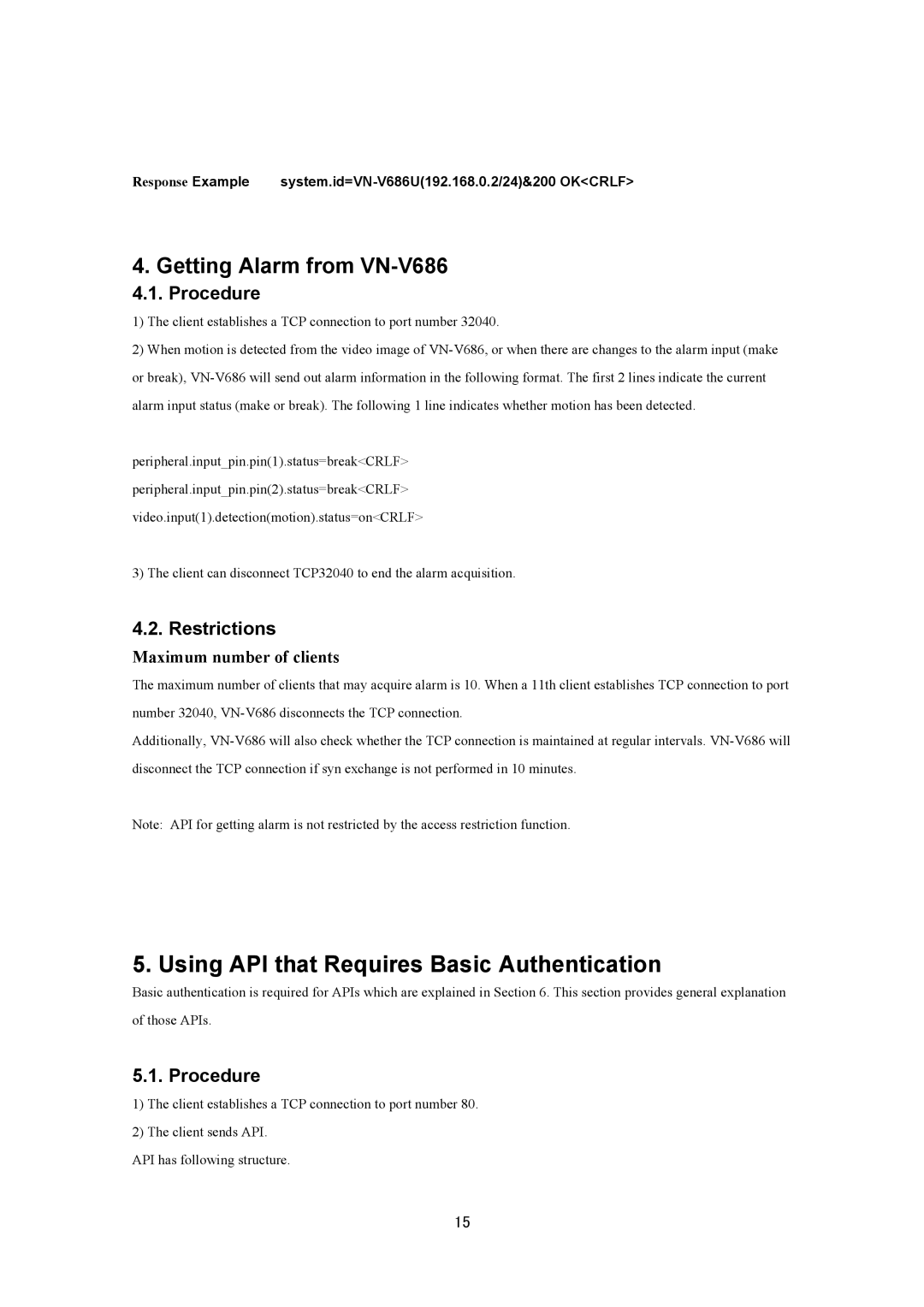 JVC VN-V686UAPI manual Getting Alarm from VN-V686, Procedure 