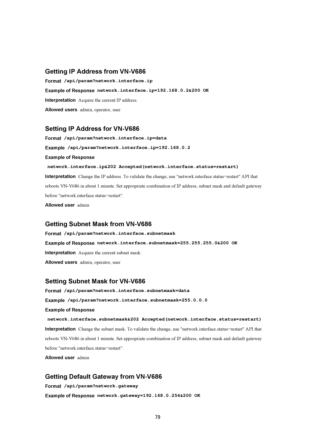 JVC VN-V686UAPI manual Getting IP Address from VN-V686, Setting IP Address for VN-V686, Getting Subnet Mask from VN-V686 