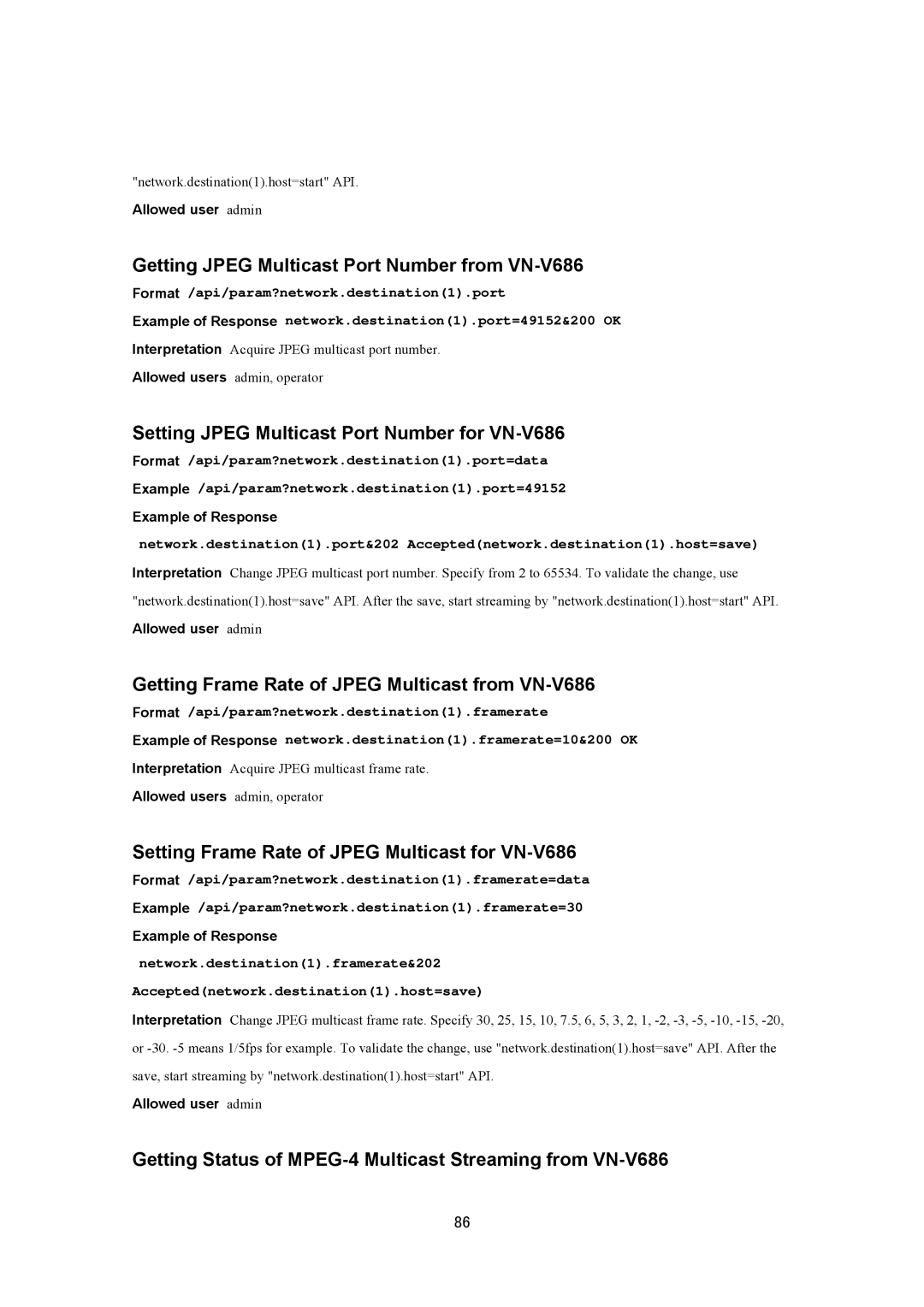 JVC VN-V686UAPI manual Getting Jpeg Multicast Port Number from VN-V686, Setting Jpeg Multicast Port Number for VN-V686 