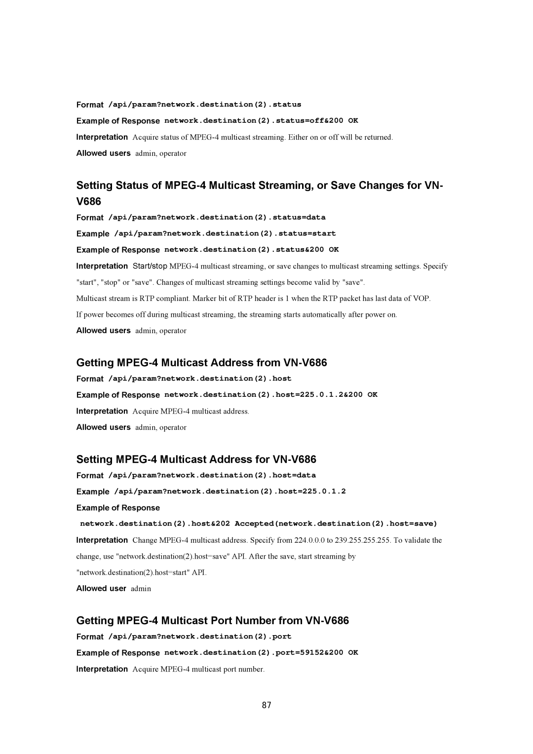 JVC VN-V686UAPI manual Getting MPEG-4 Multicast Address from VN-V686, Setting MPEG-4 Multicast Address for VN-V686 