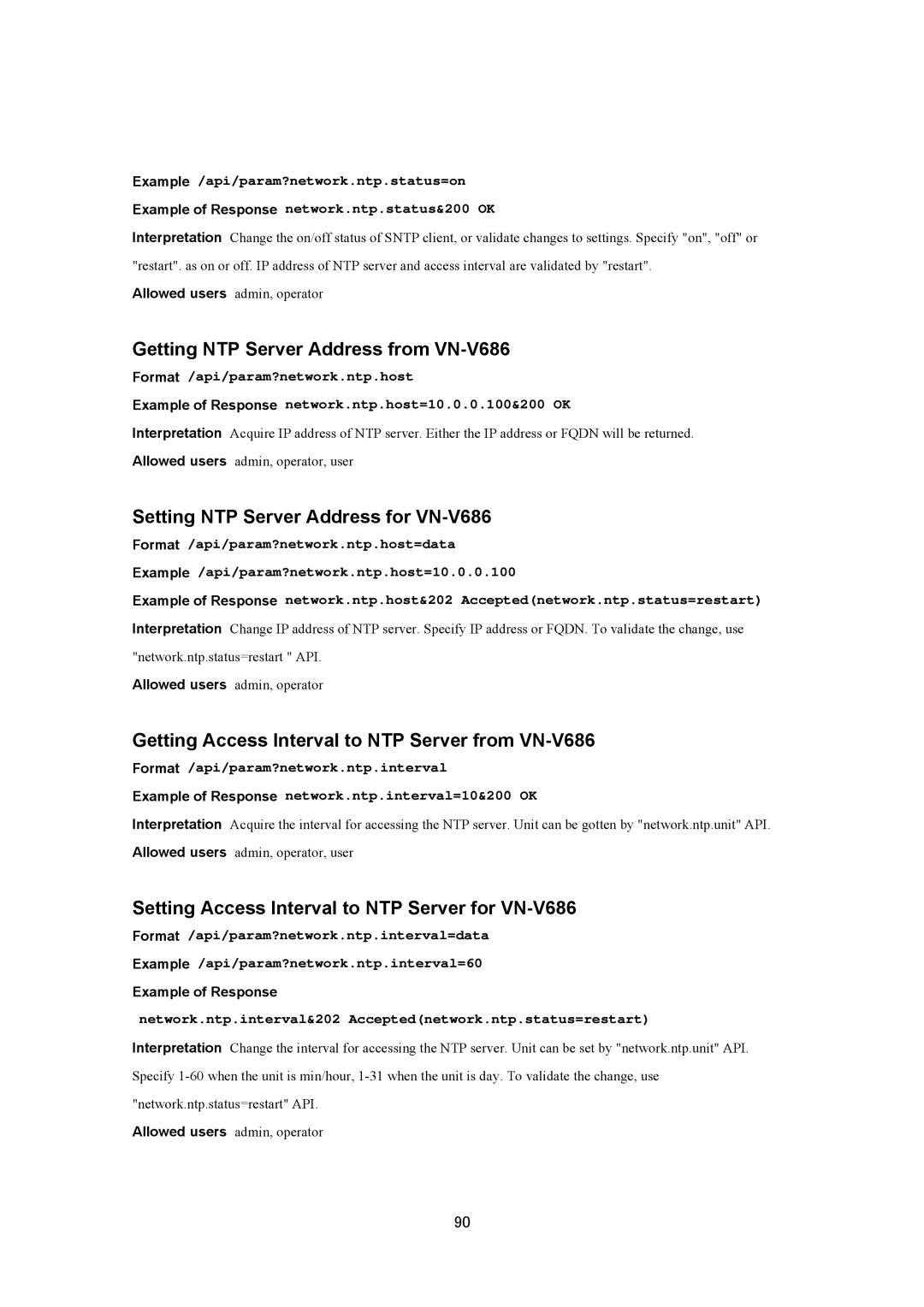 JVC VN-V686UAPI manual Getting NTP Server Address from VN-V686, Setting NTP Server Address for VN-V686 