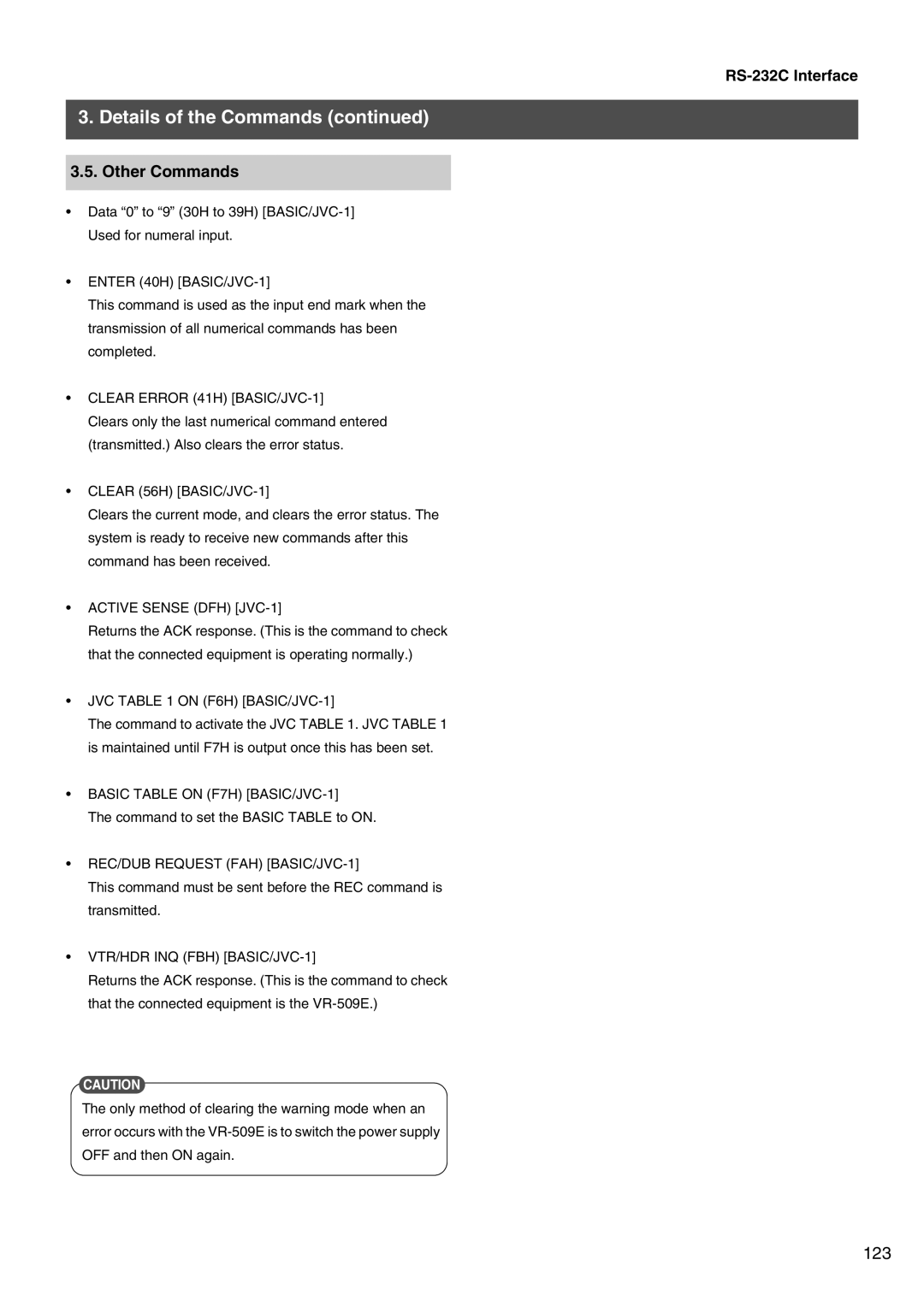 JVC VR-509E instruction manual Other Commands 