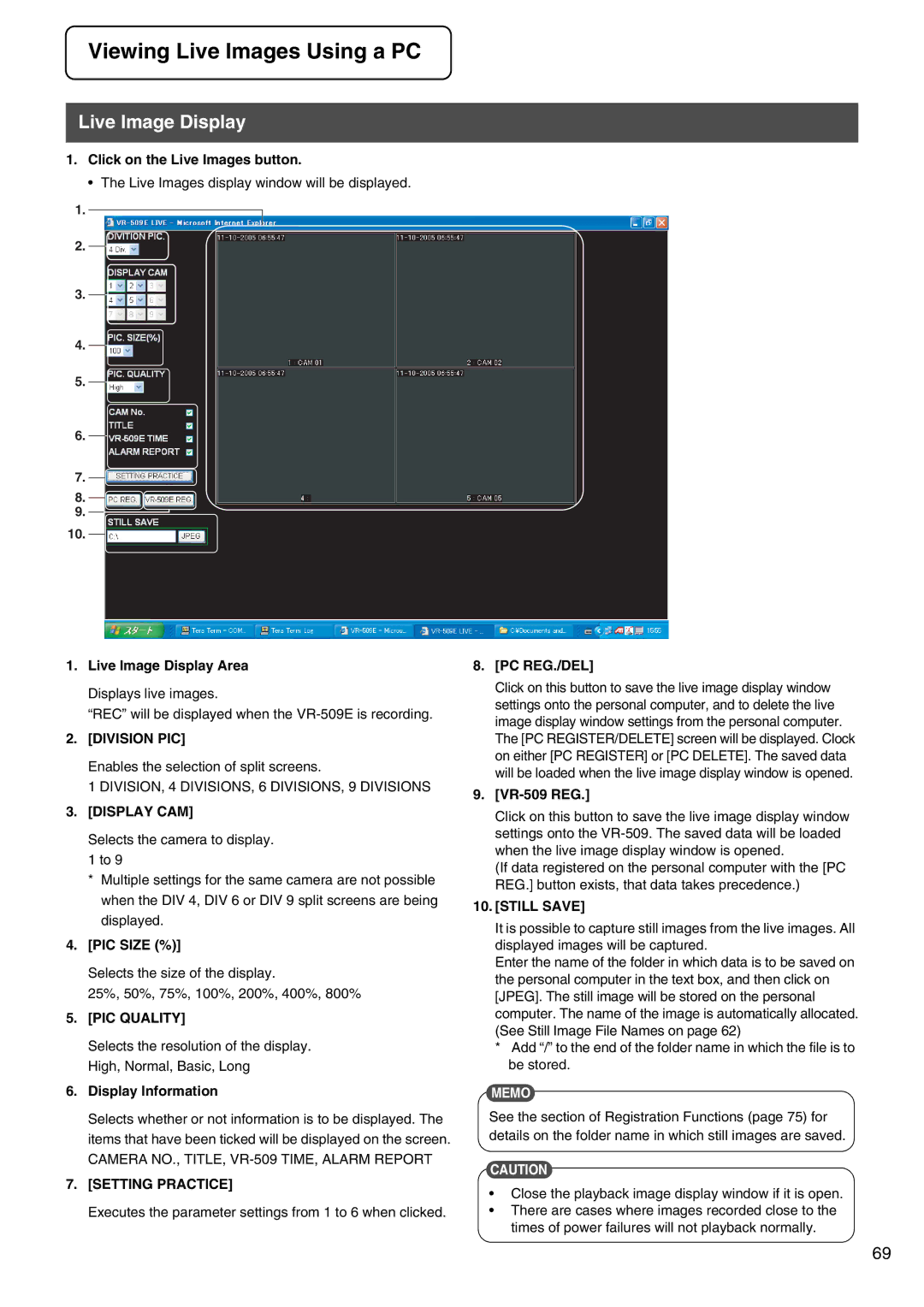 JVC VR-509E instruction manual Live Image Display 