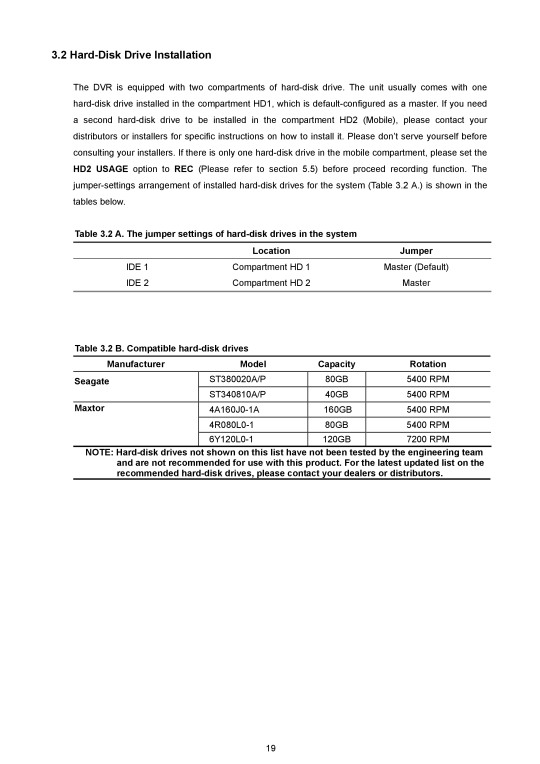 JVC VR 601 instruction manual Hard-Disk Drive Installation, Maxtor 