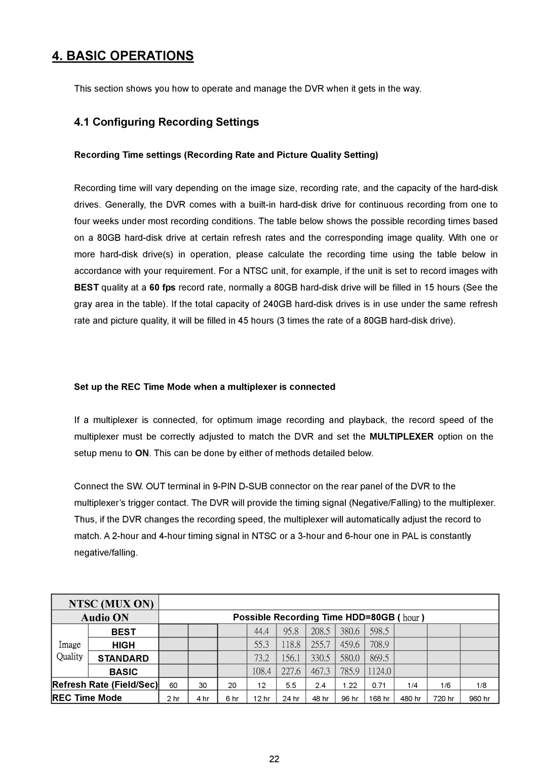 JVC VR 601 instruction manual Configuring Recording Settings, Best, High, Standard, Basic 