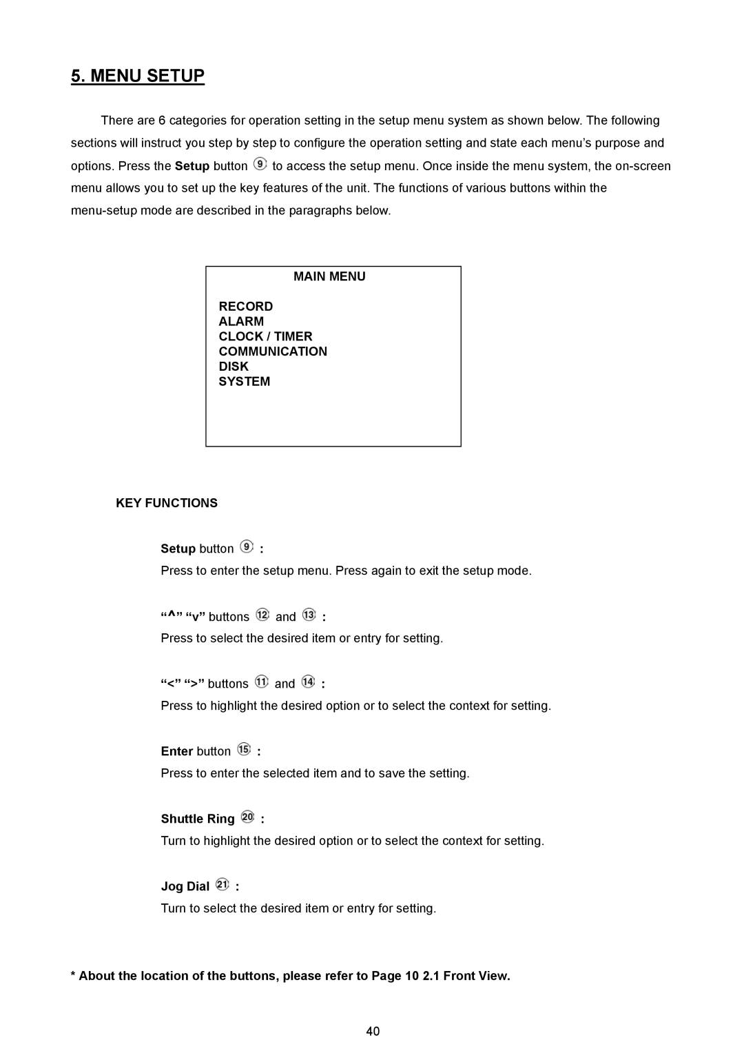 JVC VR 601 instruction manual Menu Setup 