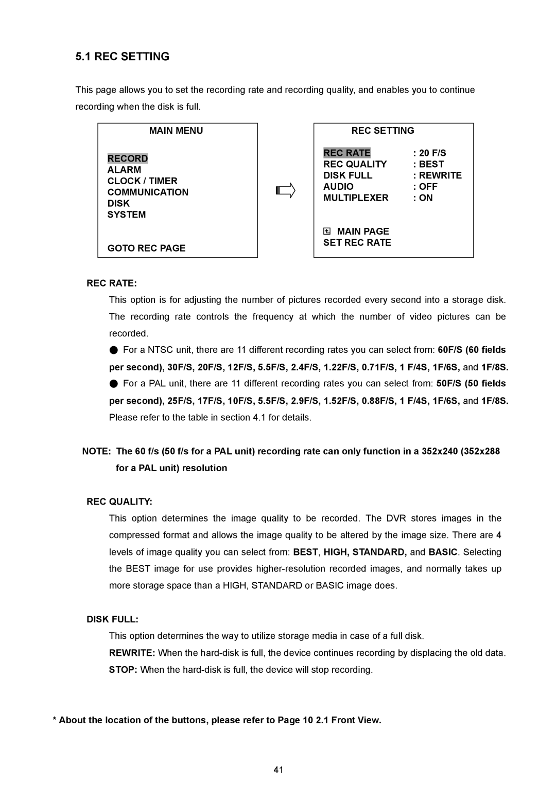 JVC VR 601 instruction manual REC Setting, REC Quality 