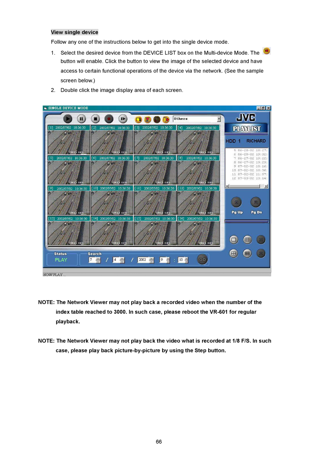 JVC VR 601 instruction manual View single device 