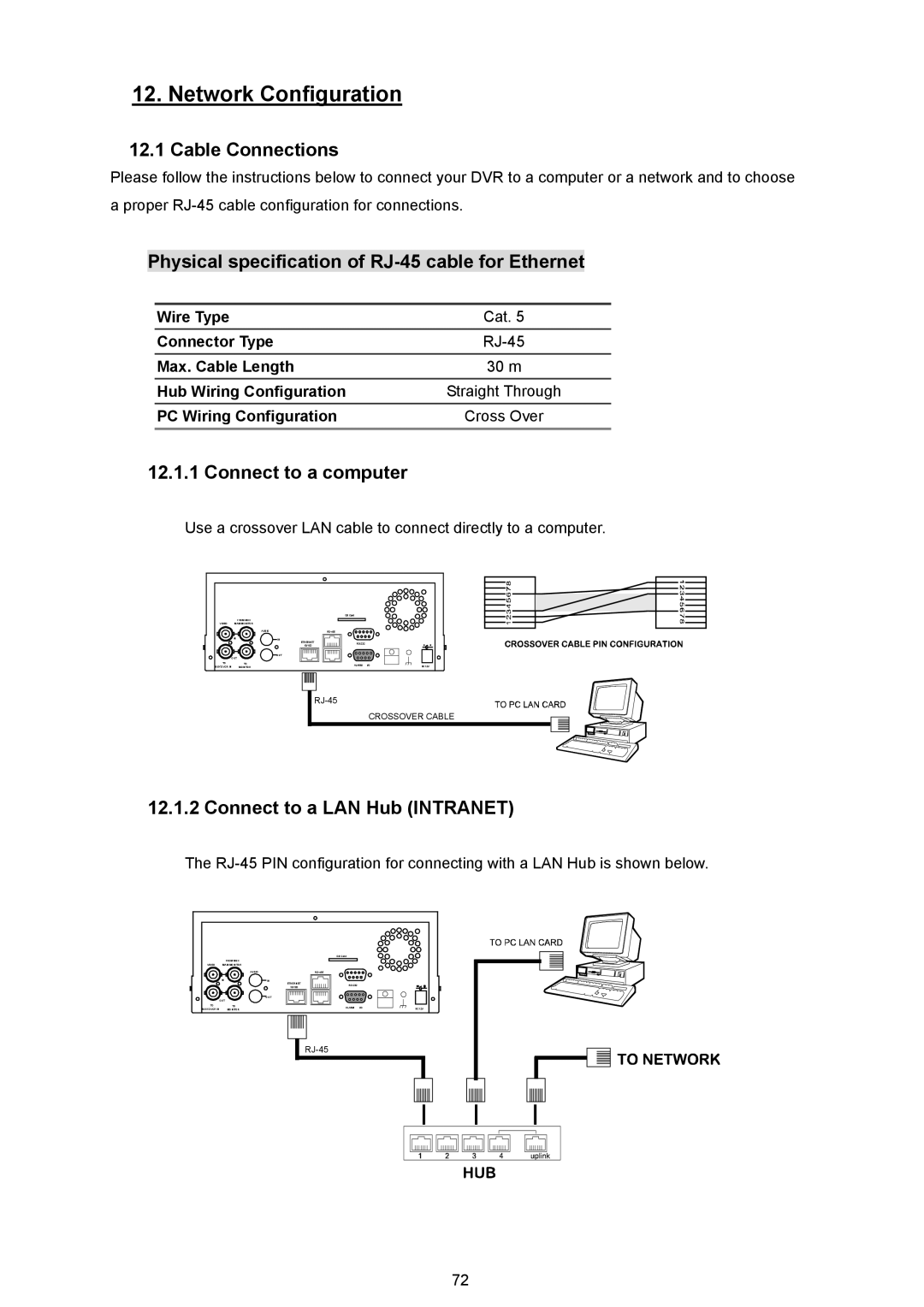 JVC VR 601 instruction manual Cable Connections, Physical specification of RJ-45 cable for Ethernet, Connect to a computer 