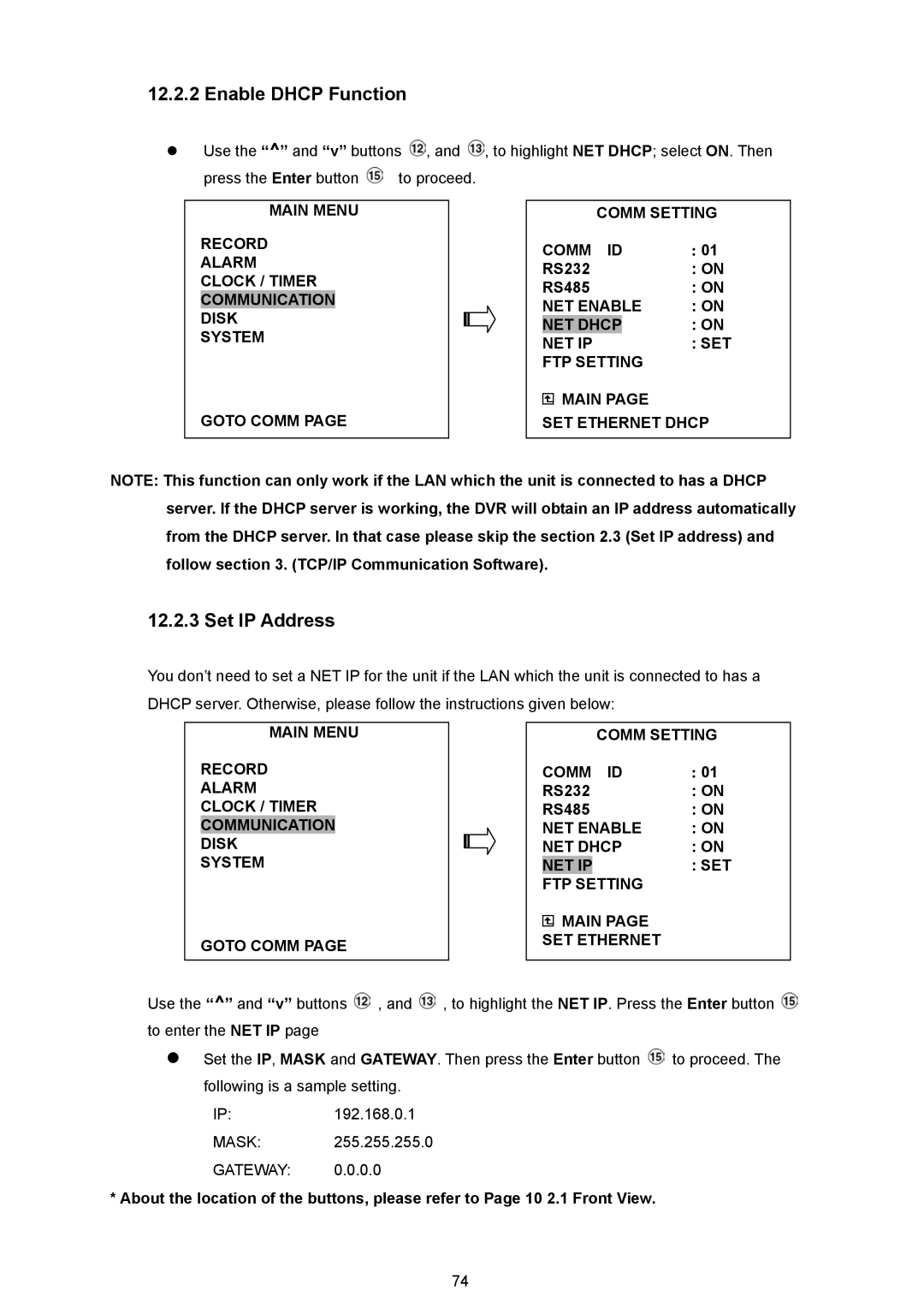 JVC VR 601 instruction manual Enable Dhcp Function, Set IP Address 