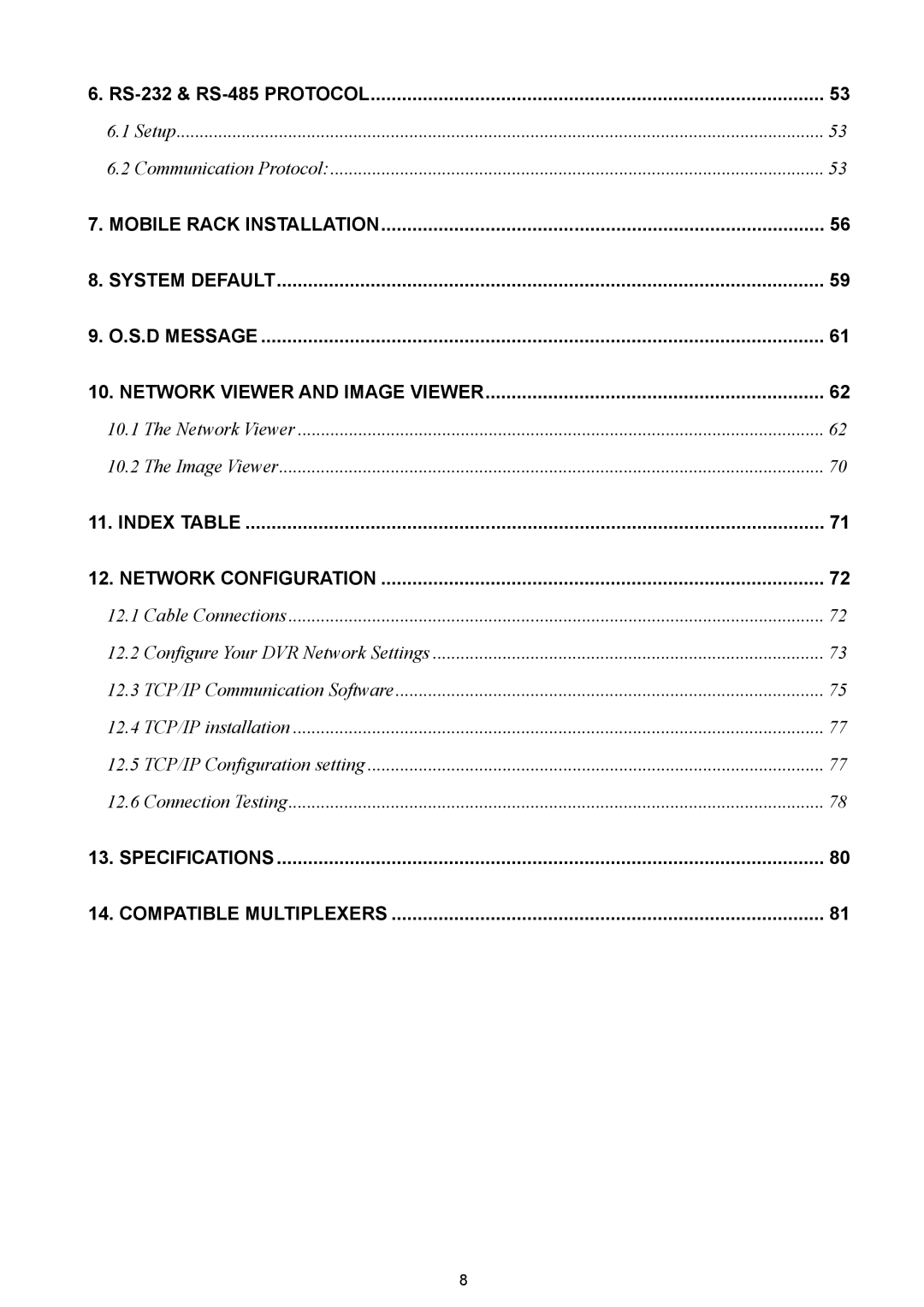 JVC VR 601 instruction manual Specifications Compatible Multiplexers 