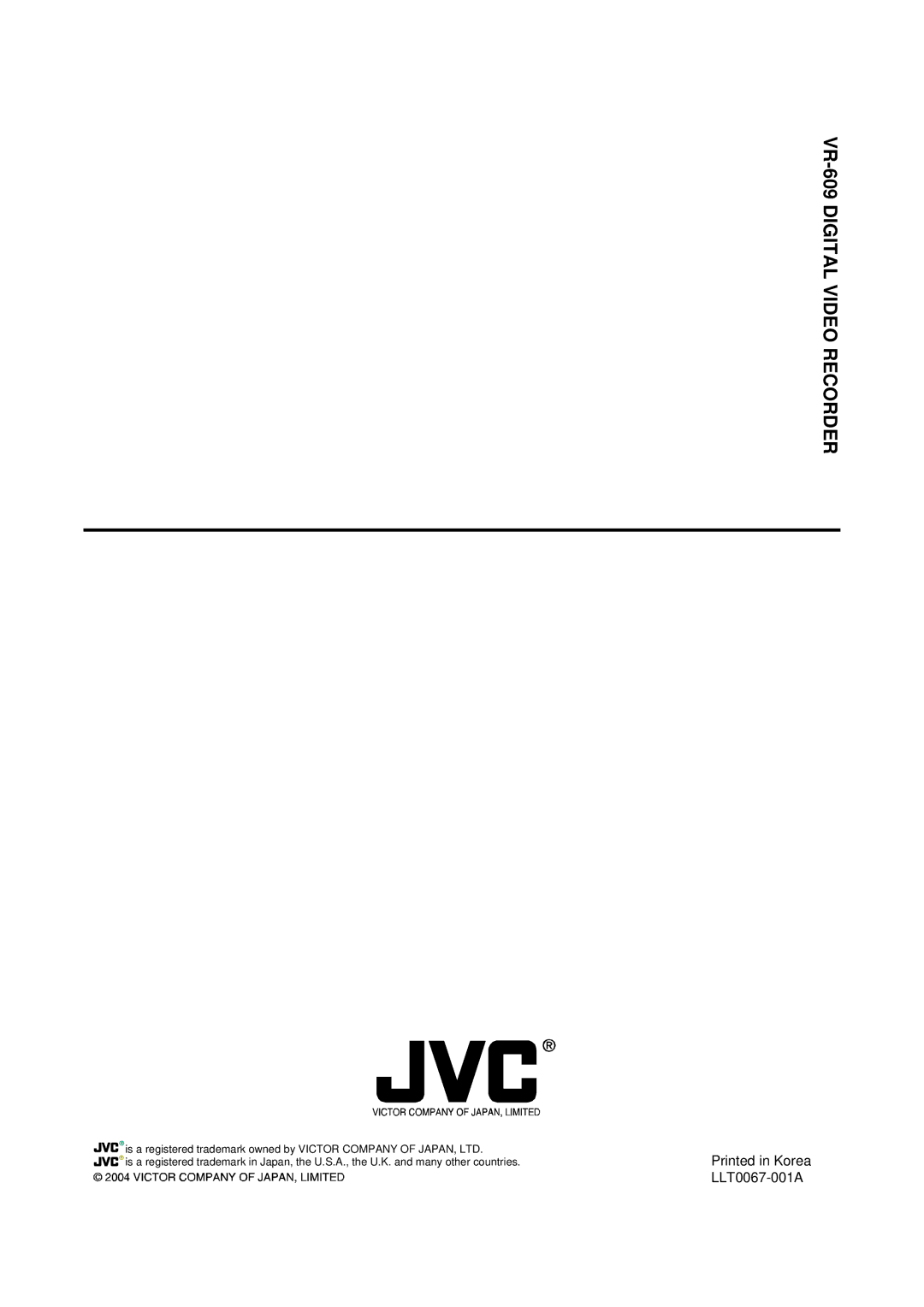 JVC manual VR-609 Digital Video Recorder 