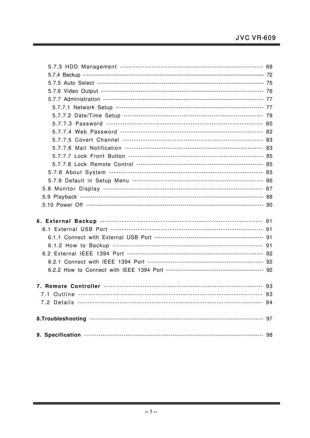 JVC VR-609 manual External 