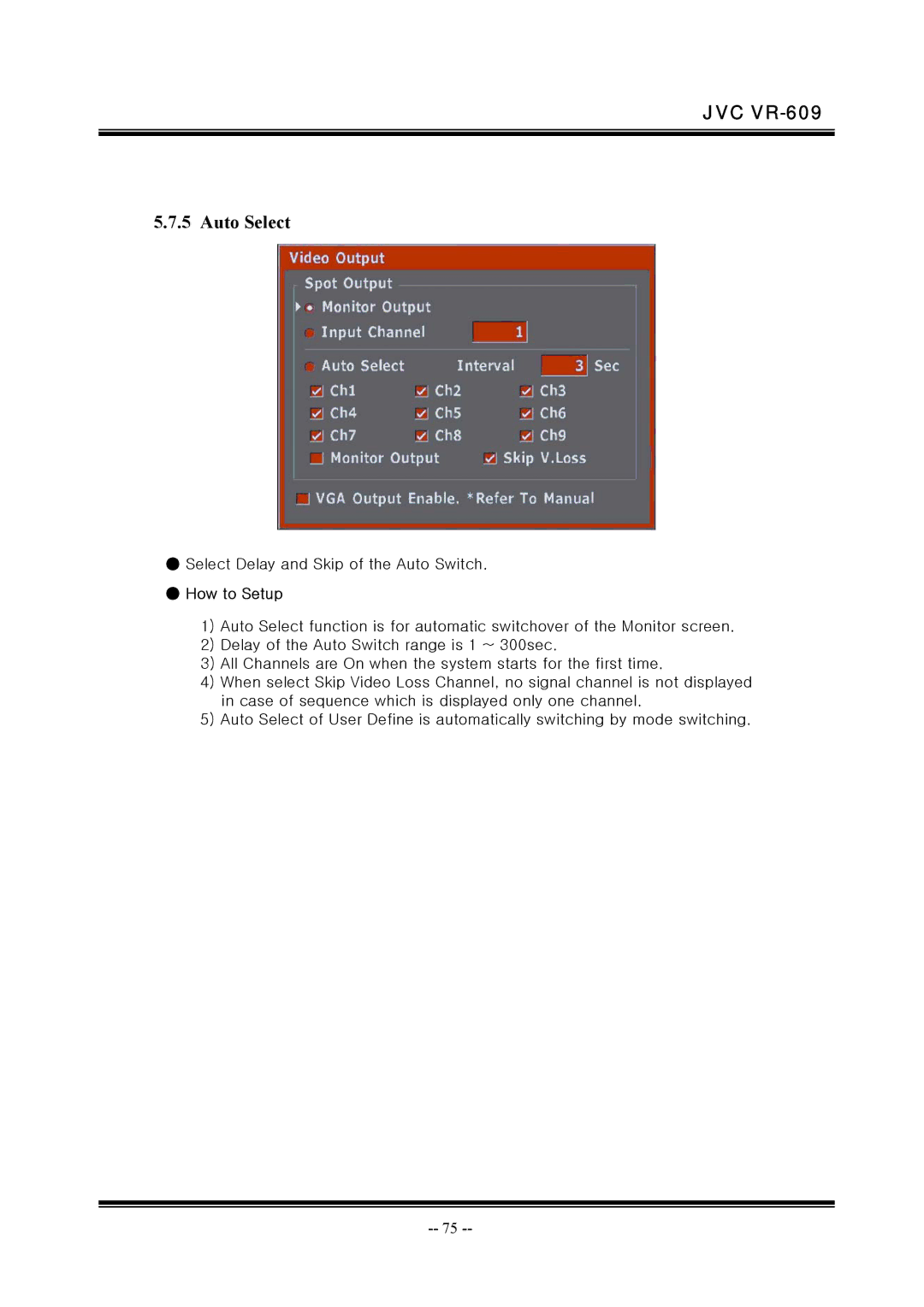 JVC VR-609 manual Auto Select, How to Setup 