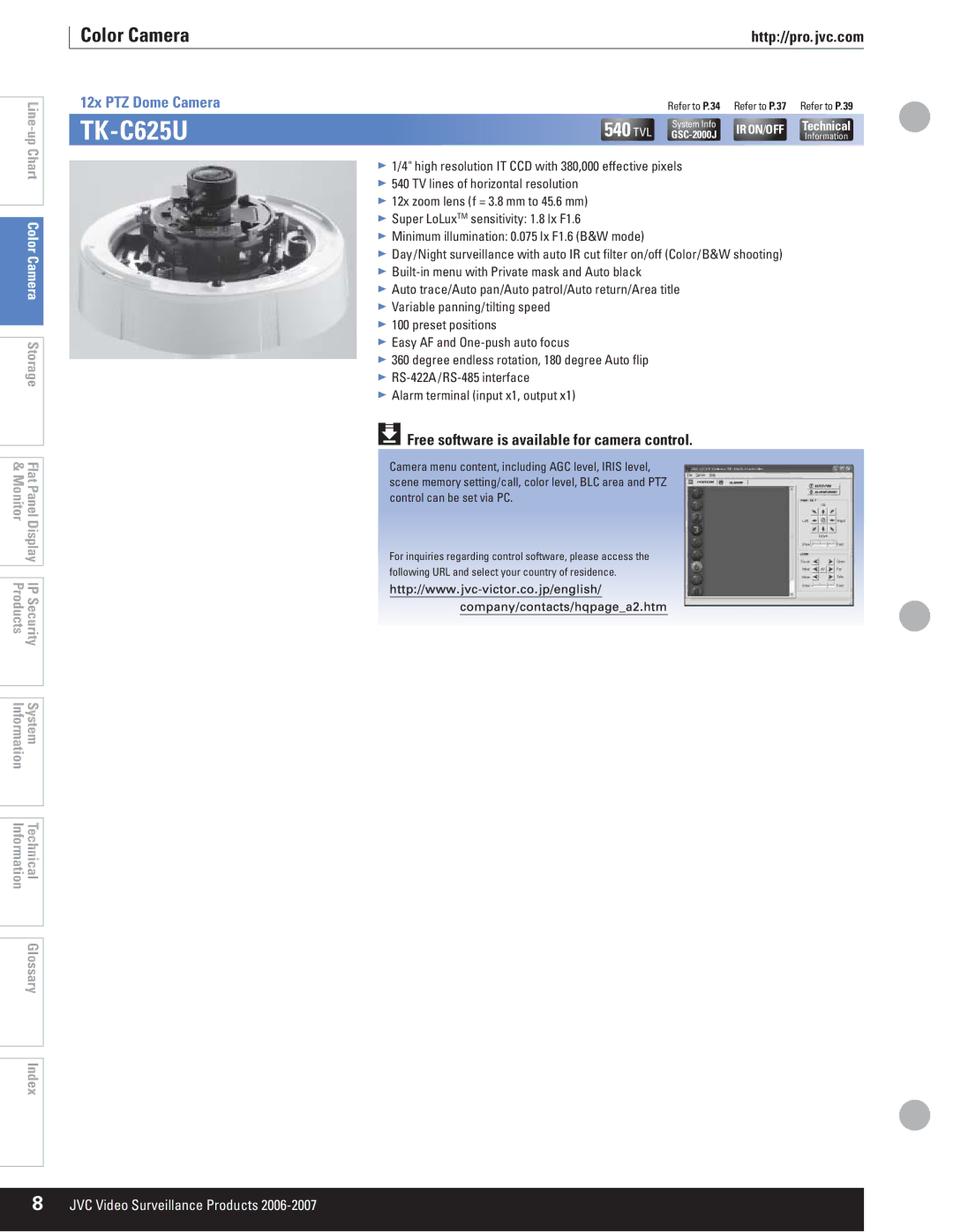 JVC VR-609U manual TK-C625U, Tvl 