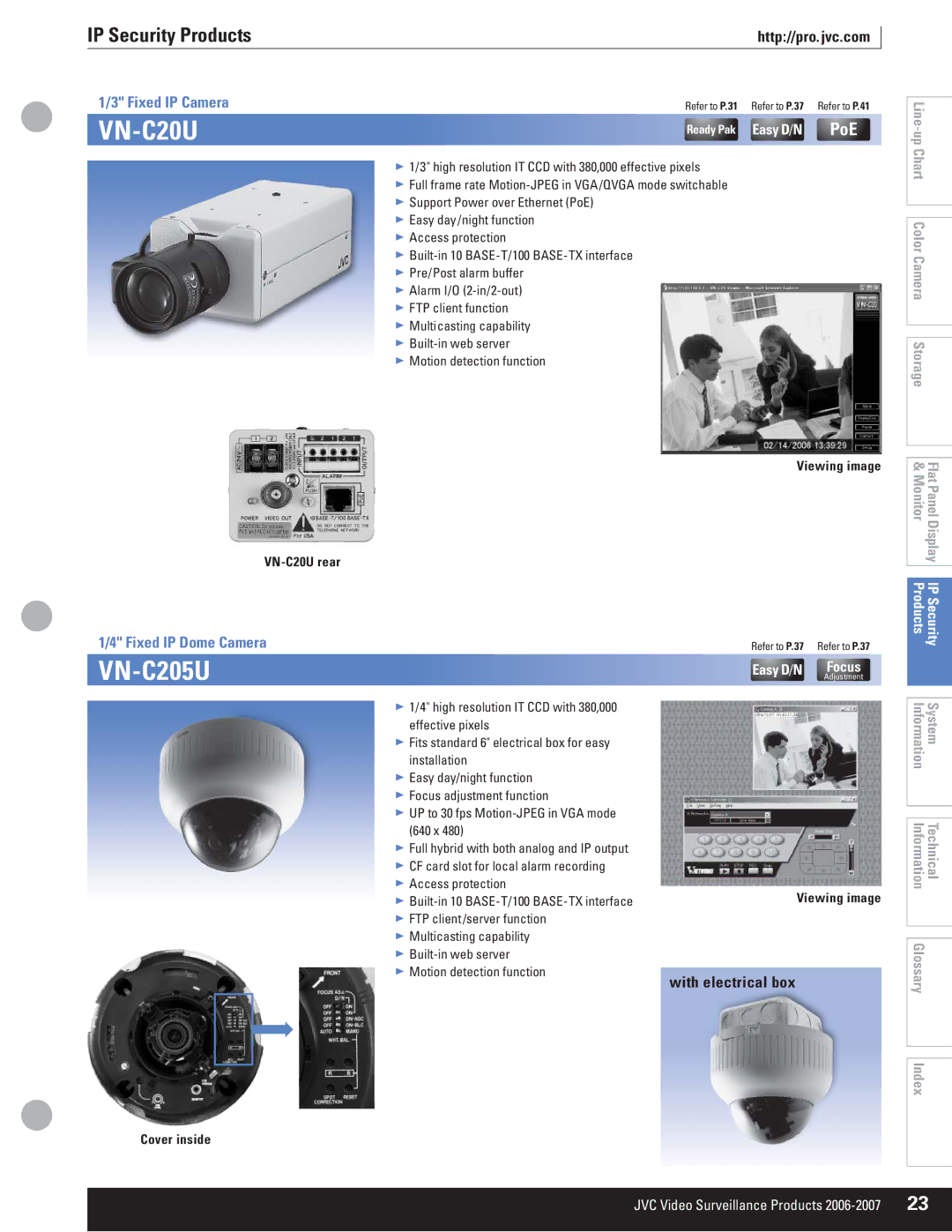 JVC VR-609U manual VN-C205U, IP Security Products, With electrical box 