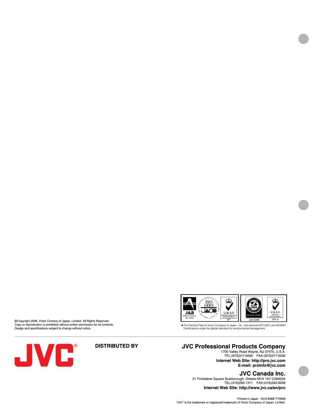 JVC VR-609U manual 