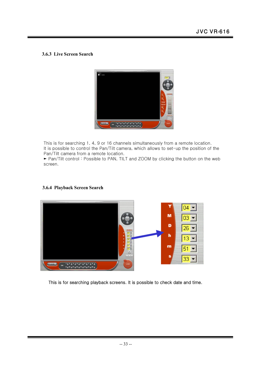 JVC VR-616 manual Playback Screen Search 