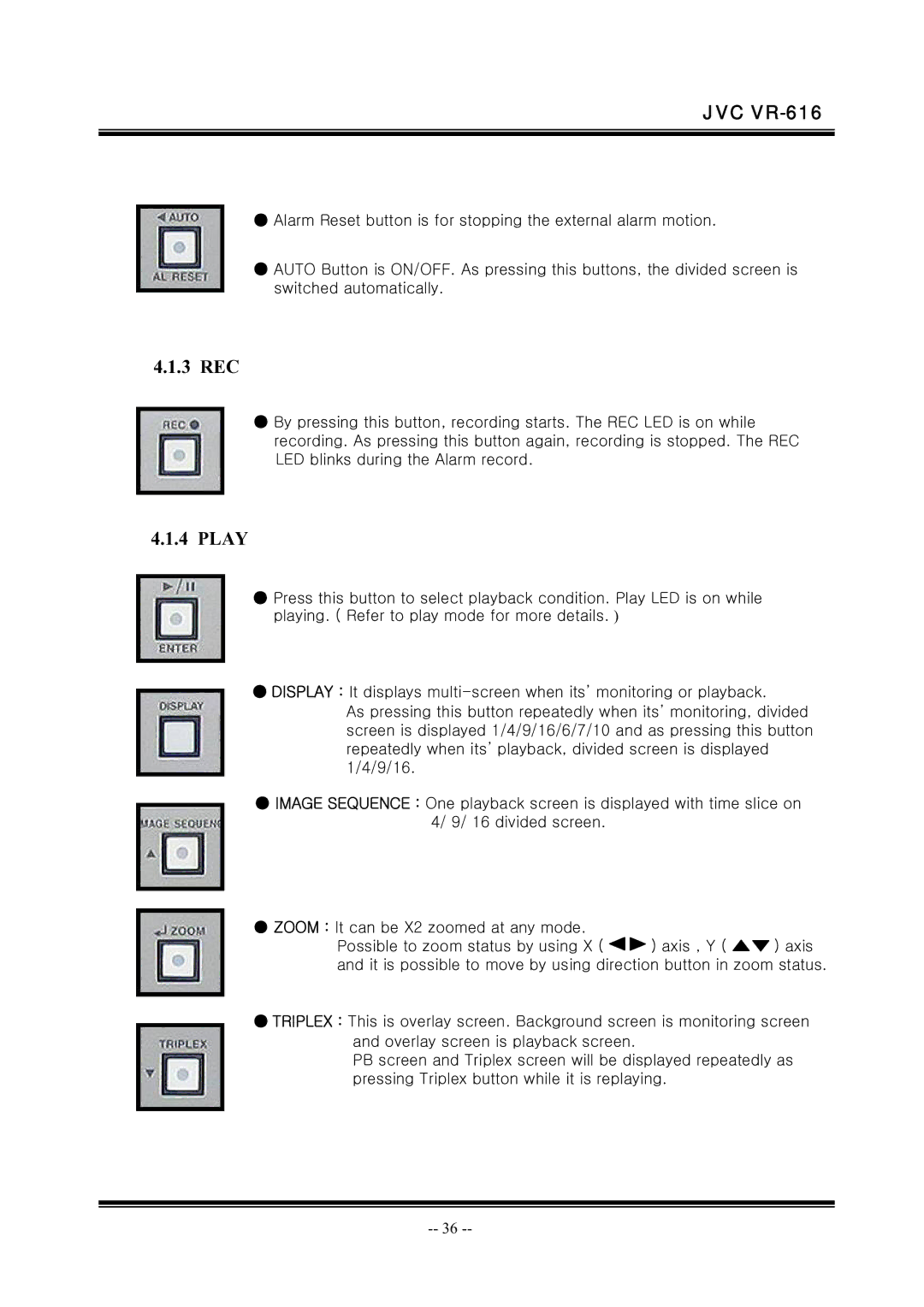 JVC VR-616 manual 3 REC, Play 