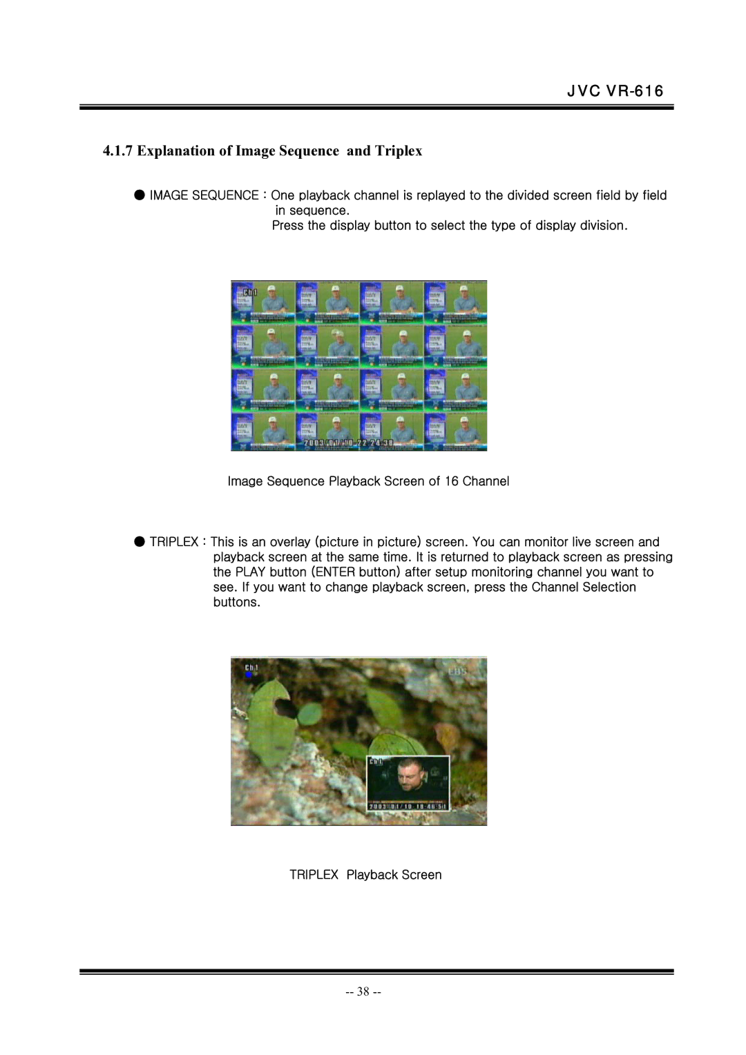 JVC VR-616 manual Explanation of Image Sequence and Triplex 