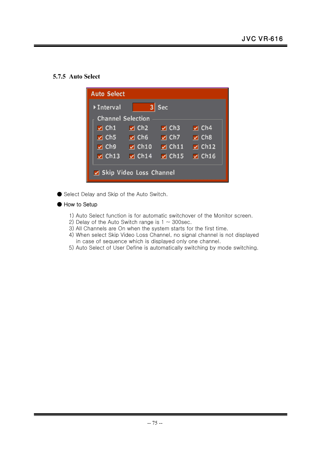 JVC VR-616 manual Auto Select, How to Setup 