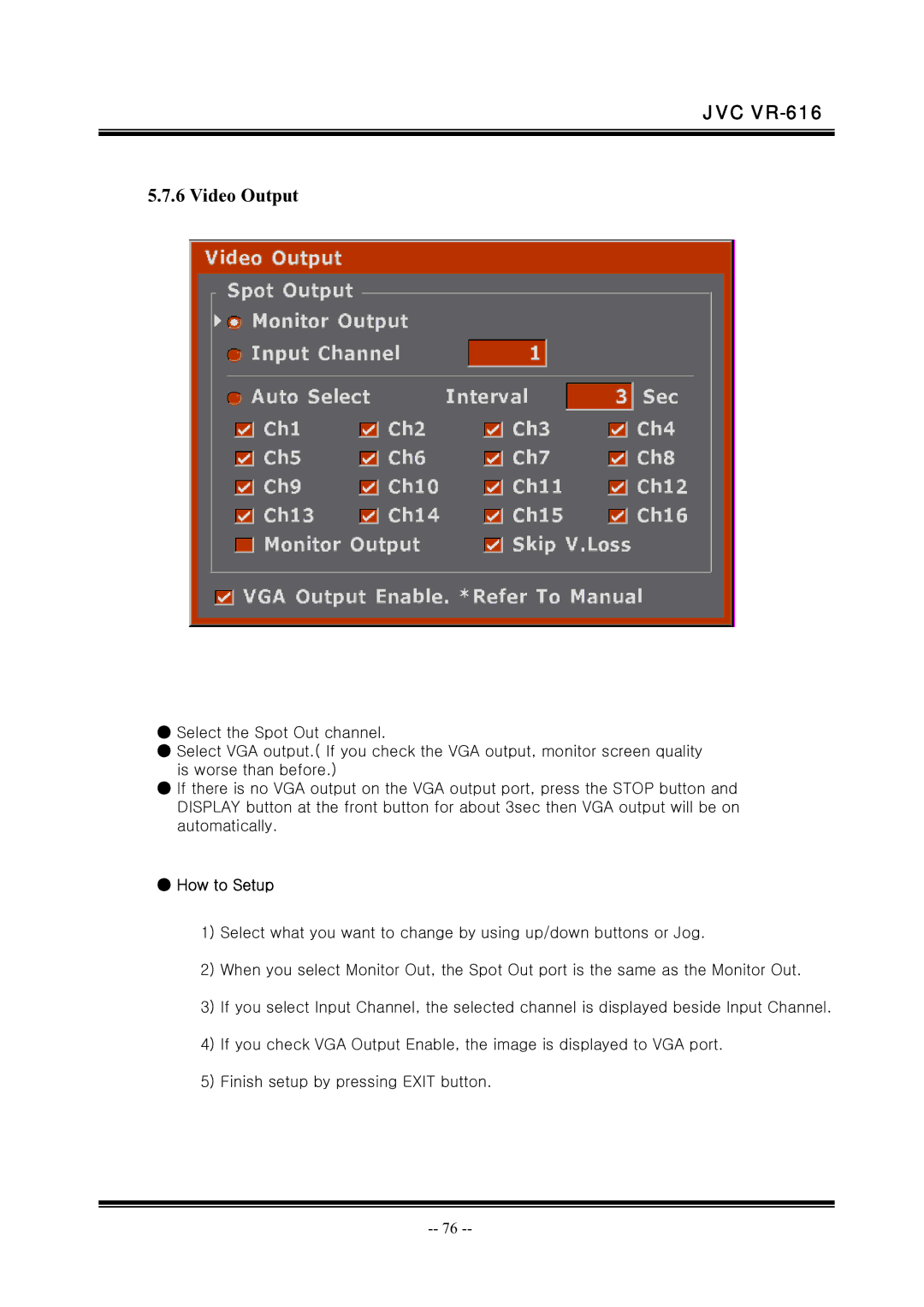 JVC VR-616 manual Video Output 