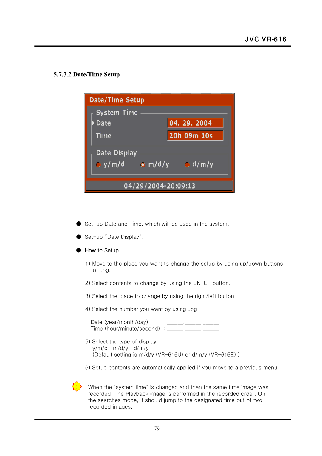 JVC VR-616 manual Date/Time Setup 