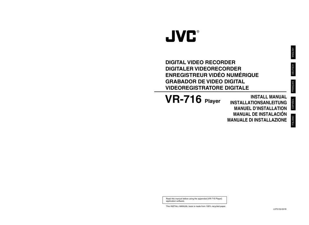 JVC install manual VR-716 Player 