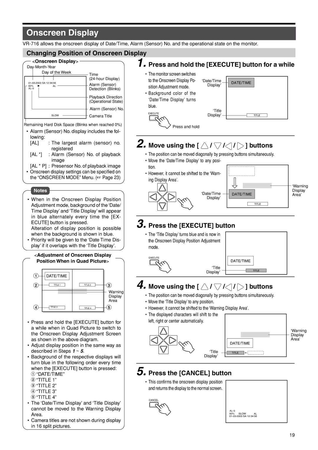 JVC VR-716E instruction manual Onscreen Display 