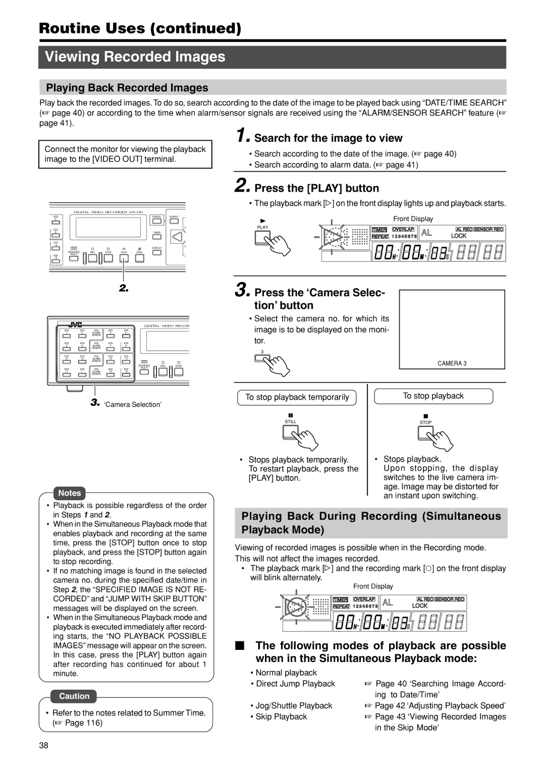 JVC VR-716E instruction manual Viewing Recorded Images 