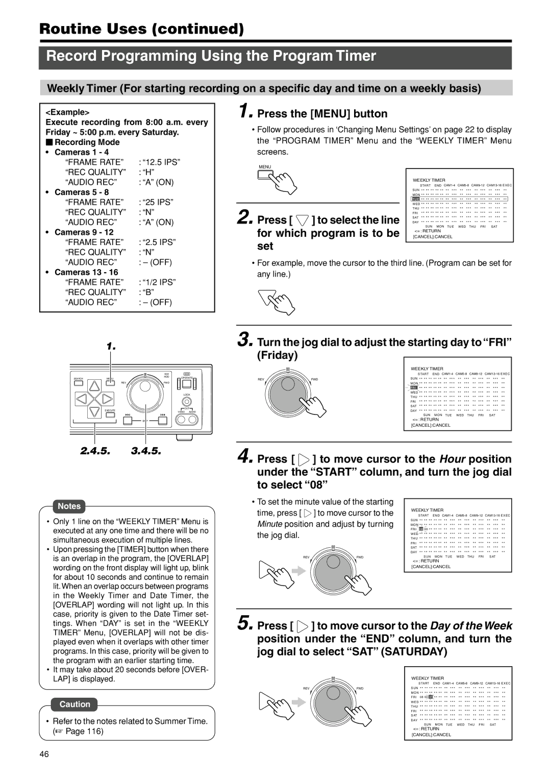 JVC VR-716E Record Programming Using the Program Timer, Press to select the line for which program is to be set 