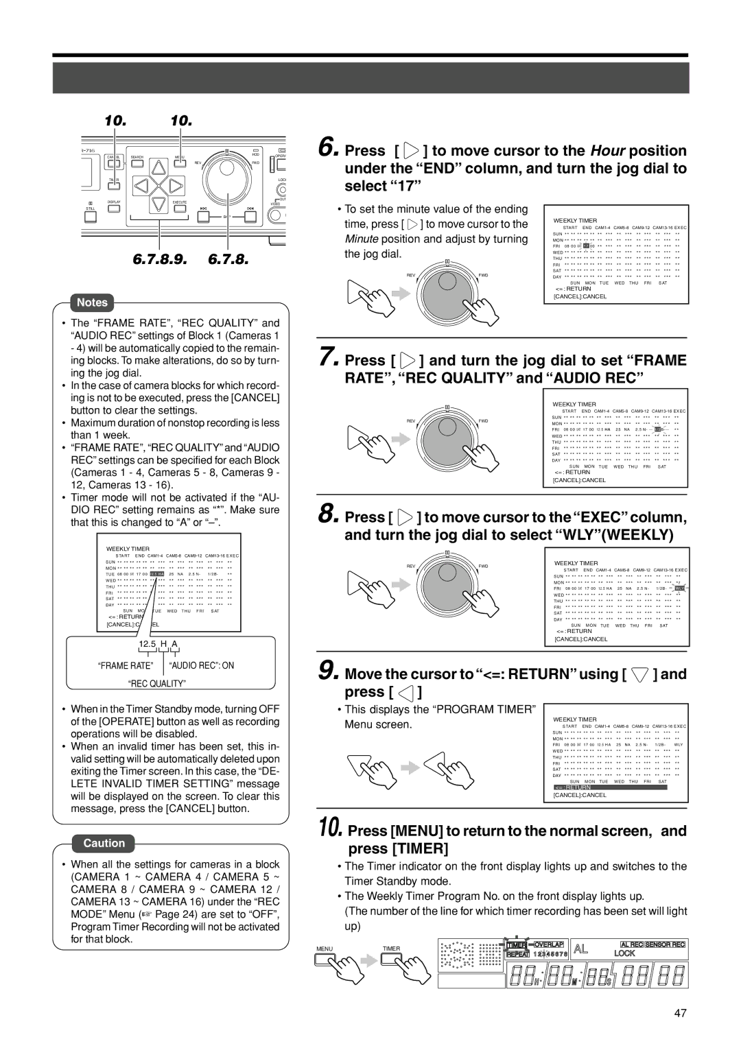 JVC VR-716E Press Menu to return to the normal screen, and press Timer, This displays the Program Timer Menu screen 