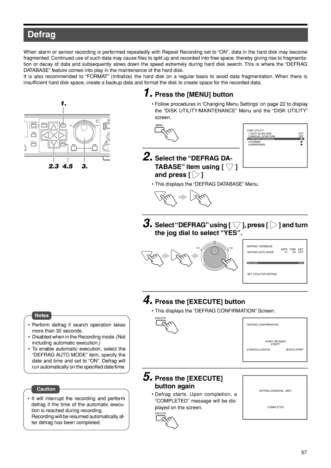 JVC VR-716E instruction manual Select the Defrag DA Tabase item using Press, Press the Execute button again 