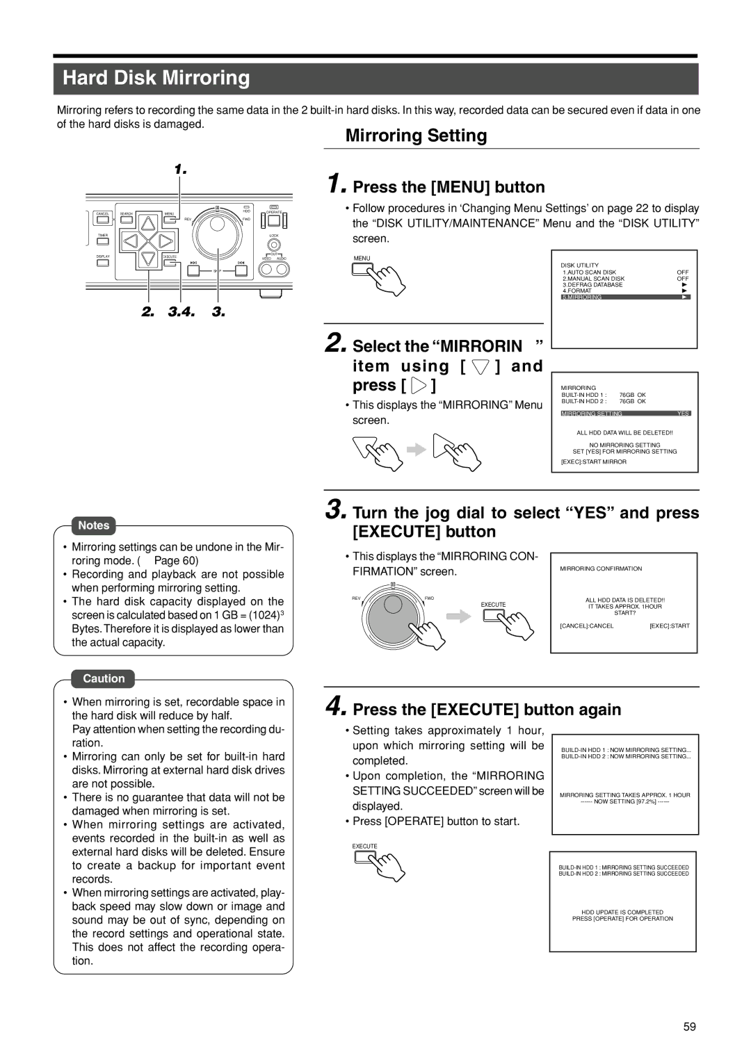 JVC VR-716E instruction manual Hard Disk Mirroring 