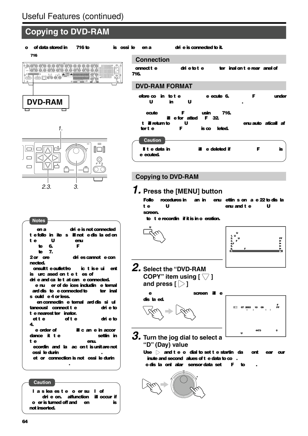 JVC VR-716E instruction manual Copying to DVD-RAM, Select the DVD-RAM Copy item using and press 