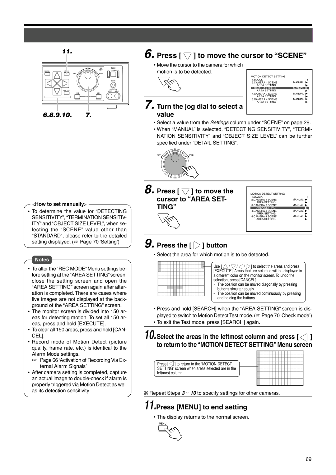 JVC VR-716E Press to move the cursor to Area SET- Ting, How to set manually, SENSITIVITY, Termination Sensitiv 