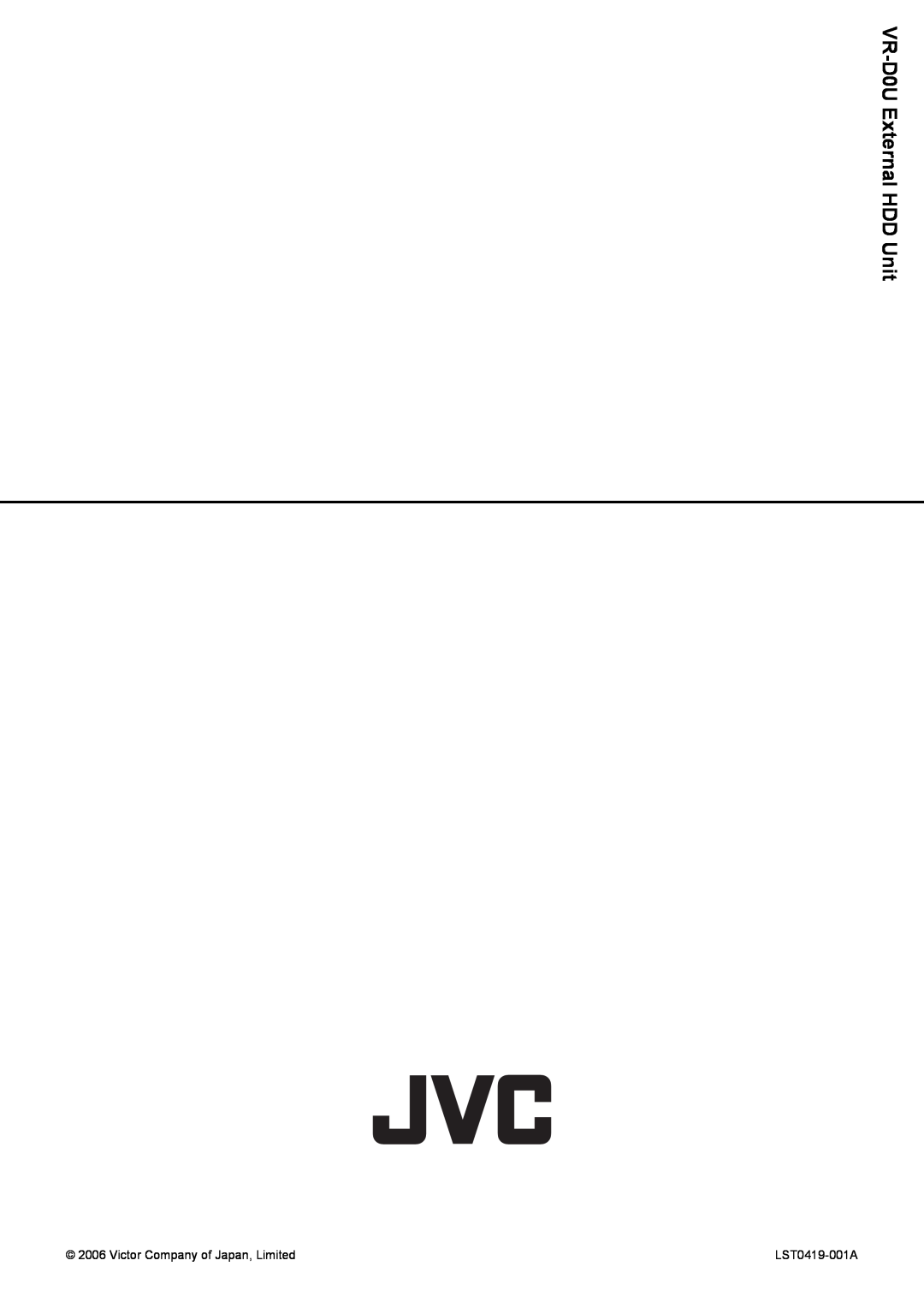 JVC manual VR-D0U External HDD Unit, Victor Company of Japan, Limited 
