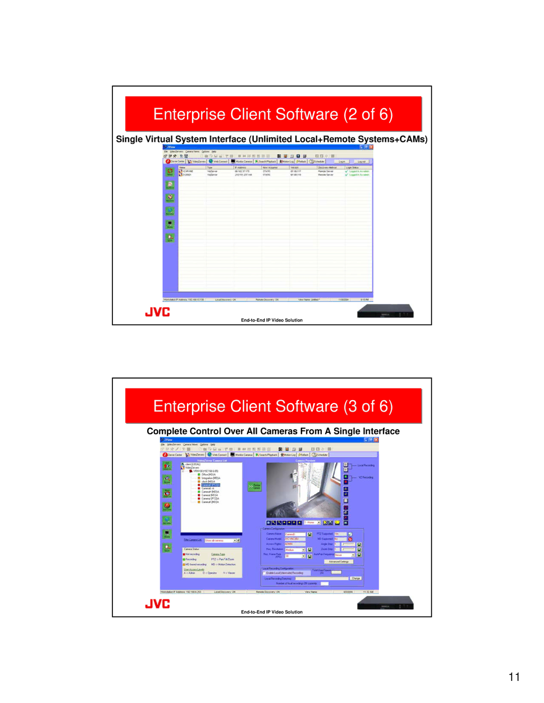 JVC VR-N100U manual Enterprise Client Software 2, Enterprise Client Software 3 