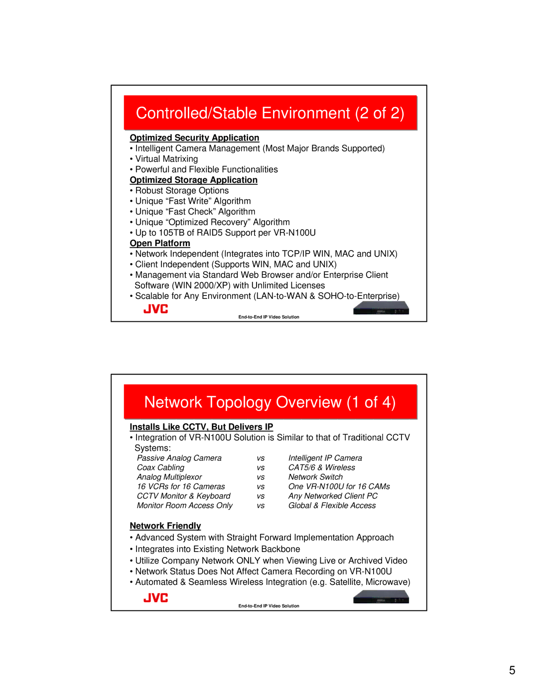 JVC VR-N100U manual Controlled/Stable Environment 2, Network Topology Overview 1 