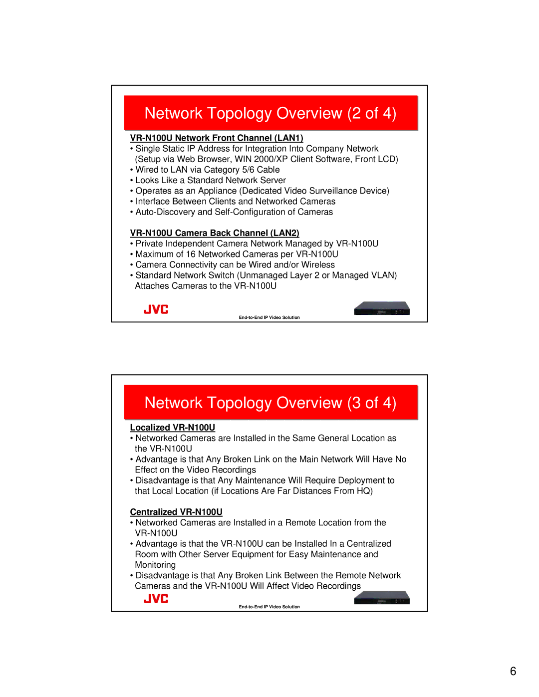 JVC VR-N100U manual Network Topology Overview 2, Network Topology Overview 3 