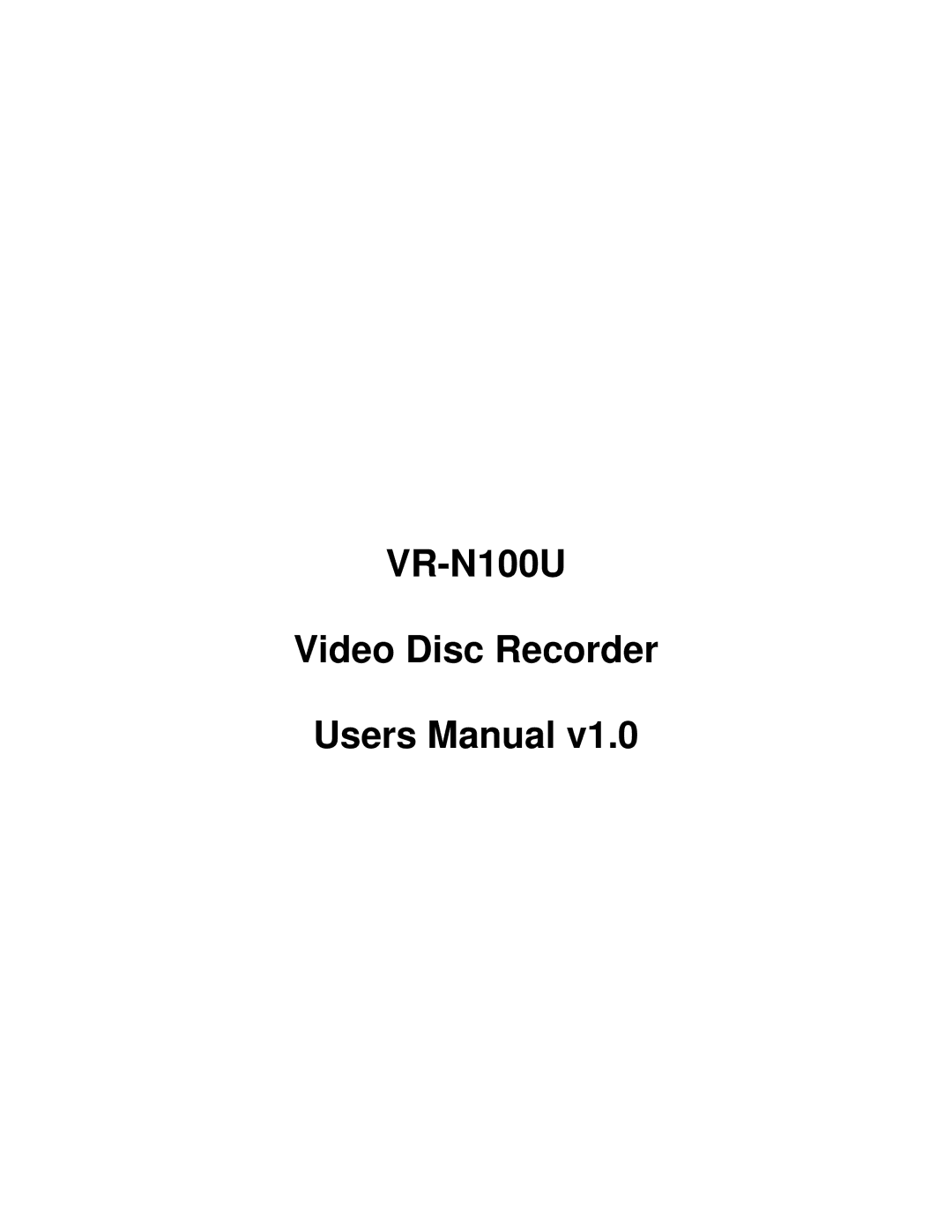 JVC user manual VR-N100U Video Disc Recorder 