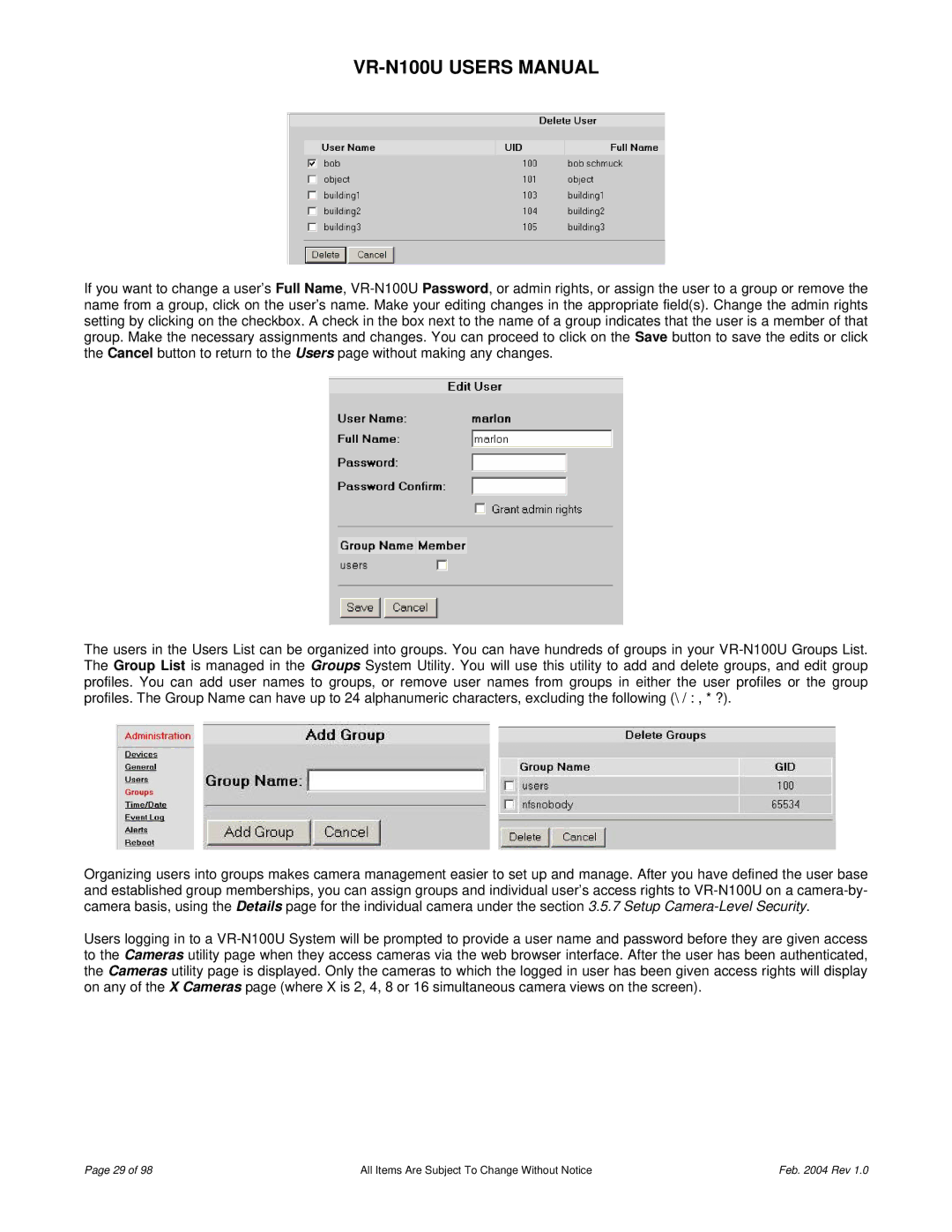 JVC VR-N100U user manual All Items Are Subject To Change Without Notice Feb Rev 