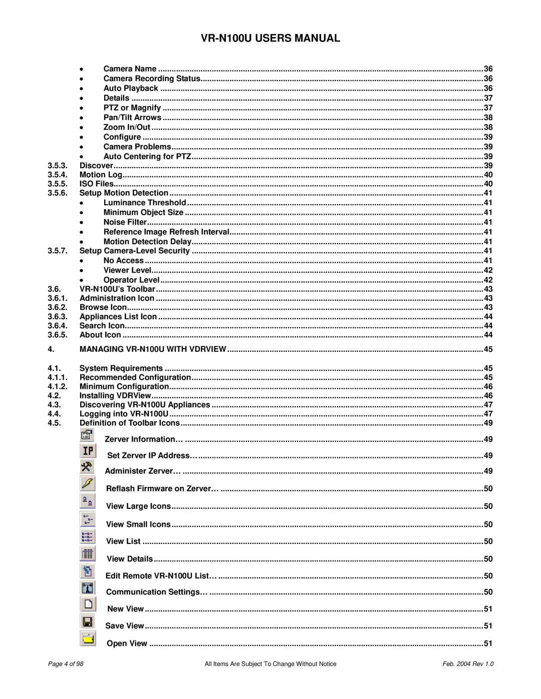 JVC user manual Managing VR-N100U with Vdrview 