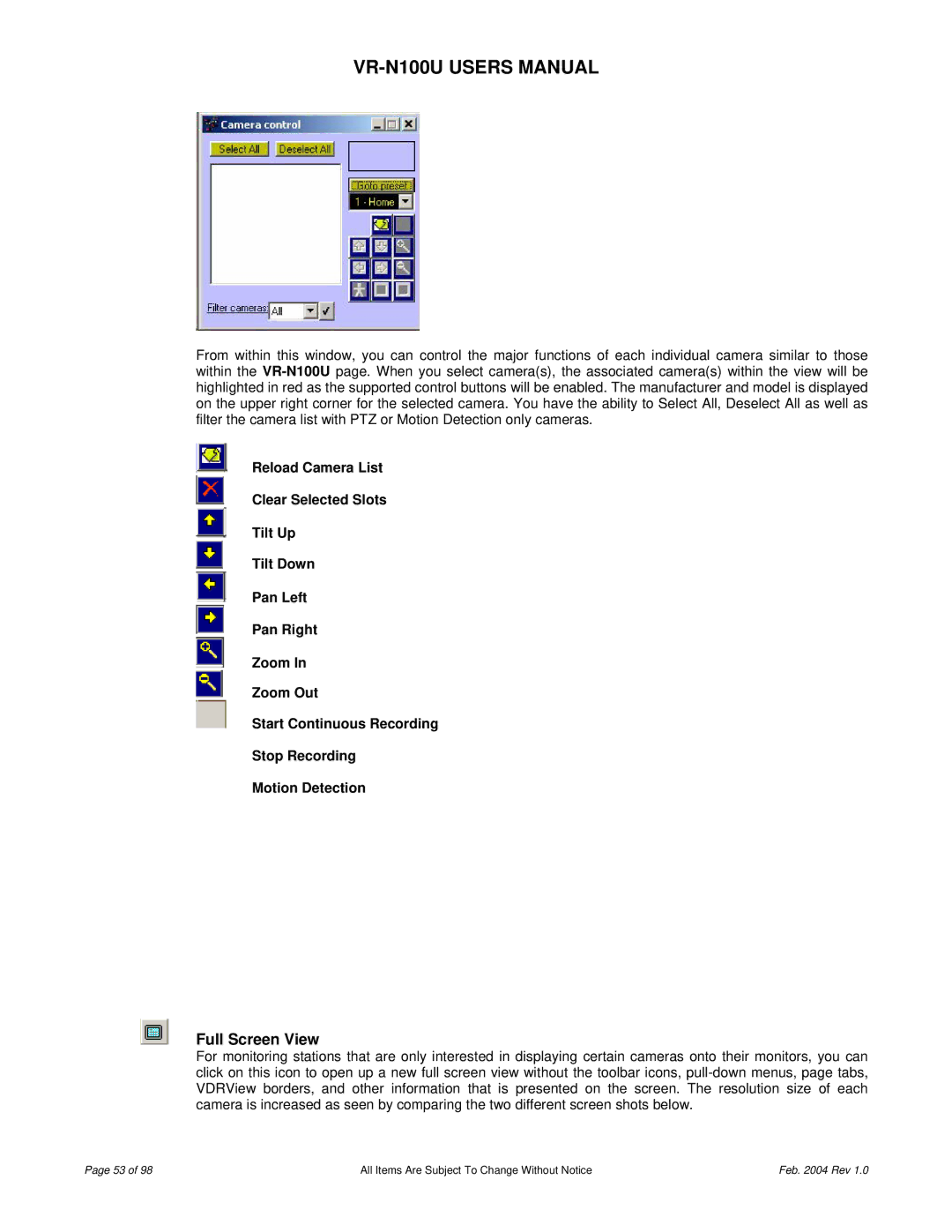 JVC VR-N100U user manual Full Screen View 